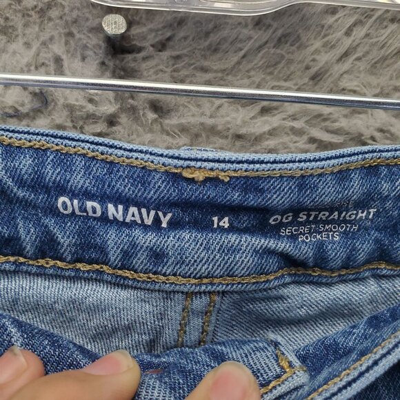 Old Navy Jeans Womens 14 Blue High-Rise OG Straight Secret Smooth Pockets Denim - Picture 2 of 12